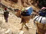 Sherpas carried equipment on  their backs